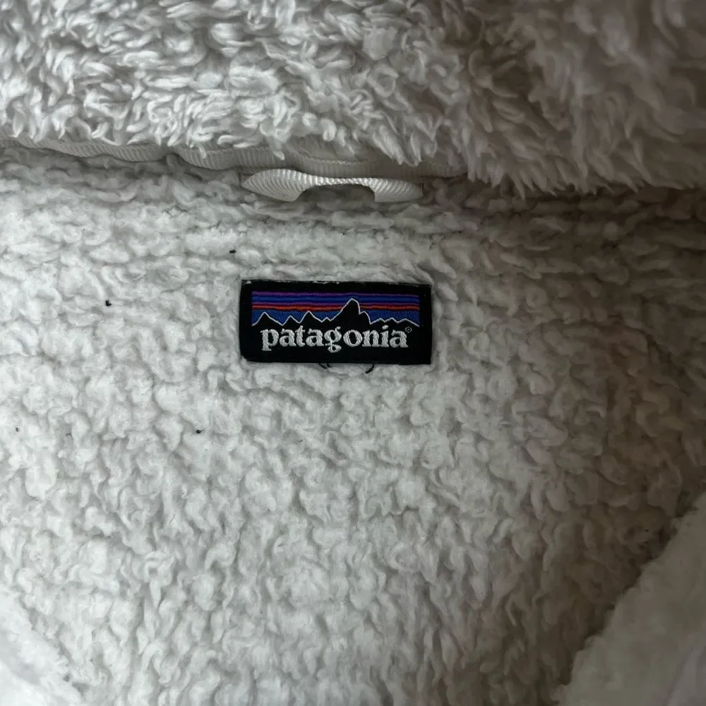 Patagonia Girls' Los Gatos Fleece Vest White Warm Sherpa Front Zip Sleeveless